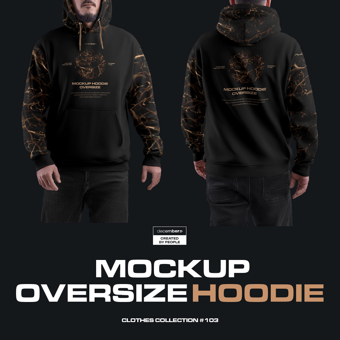 4 Mockups Oversize Hoodie Front and Back cover image.