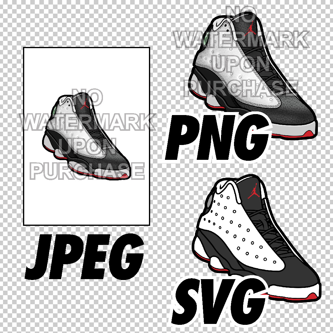 Air Jordan 13 He Got Game JPEG PNG SVG digital sneaker art preview image.