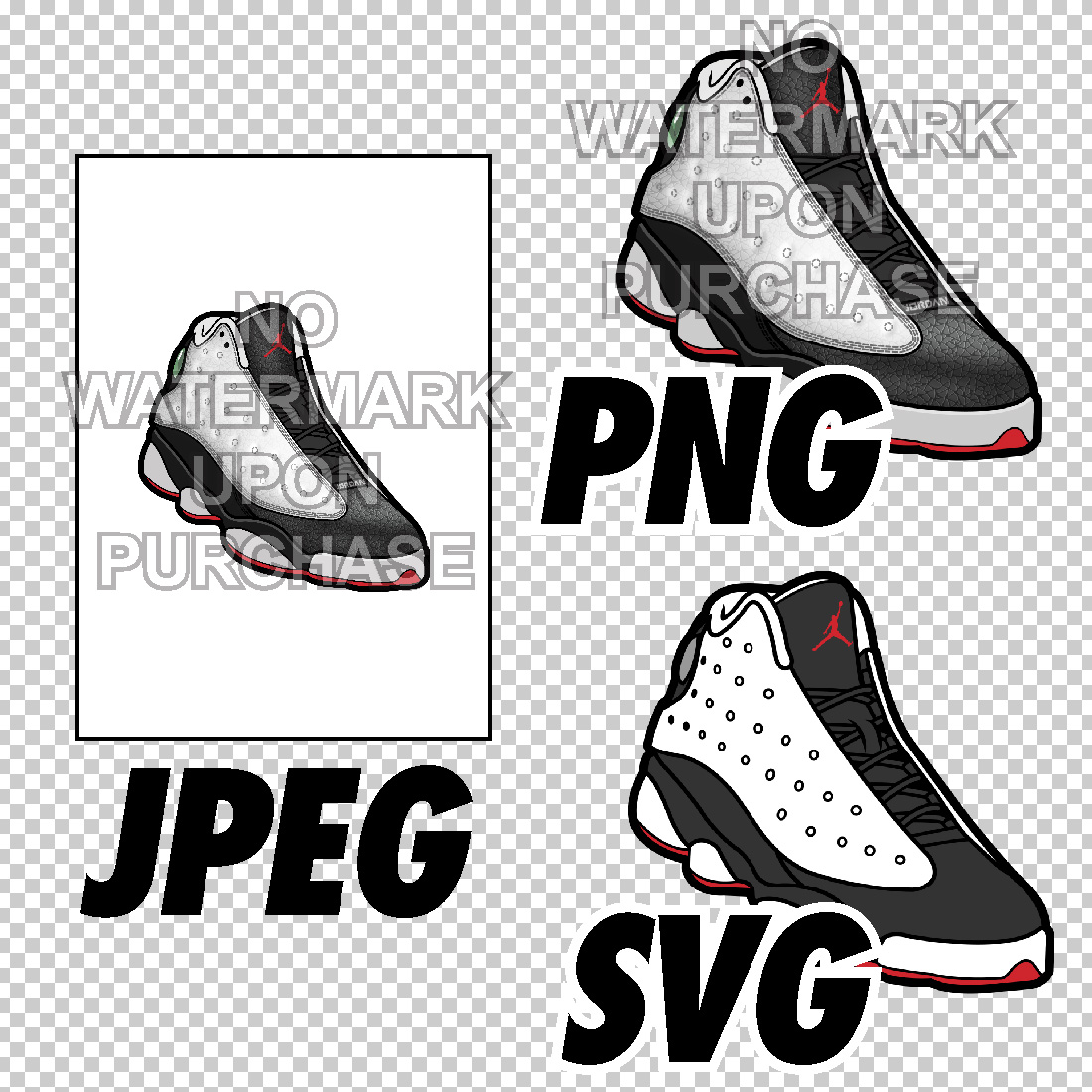 Air Jordan 13 He Got Game JPEG PNG SVG digital sneaker art