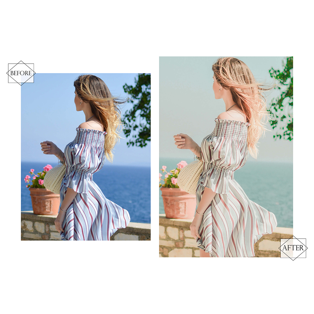 13 Pastel Ocean Lightroom Presets, Blue Beach Mobile Preset, Seaside Desktop LR Filter DNG Portrait Lifestyle Theme Blogger Instagram Sea preview image.