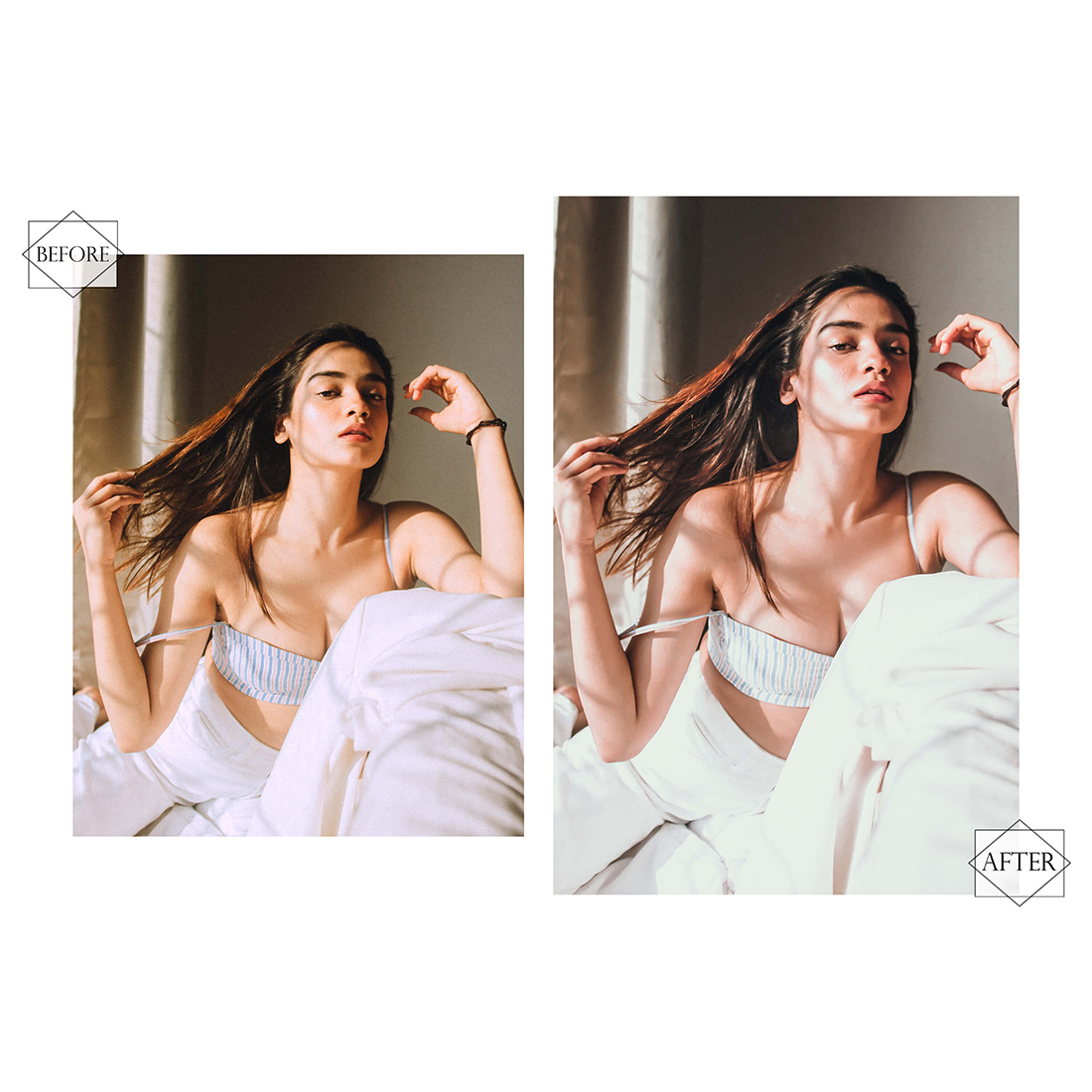 16 Less Is More Lightroom Presets, Minimal Mobile Preset, Bright Light Desktop LR Filter DNG Portrait Lifestyle Theme Blogger Instagram Home preview image.