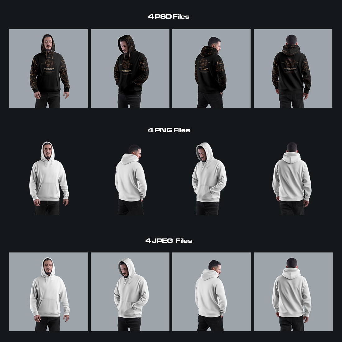 4 Mockups Oversize Hoodie Front and Back preview image.