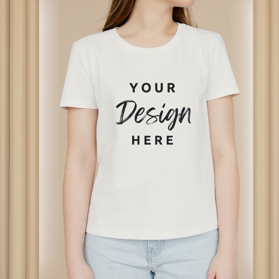 White T-Shirt Mockup | White T-Shirt Designs | Real Model Mock | Simple Aesthetic Cozy White Canvas Shirt cover image.