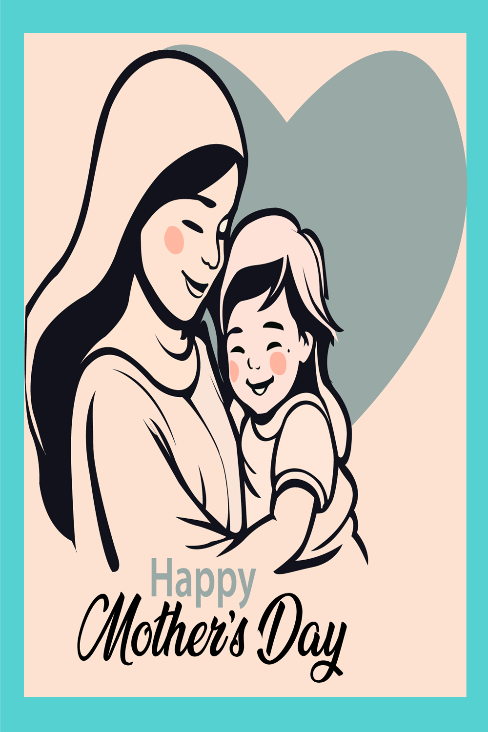 Mother's Day template Design, Mother taking care of his child pinterest preview image.