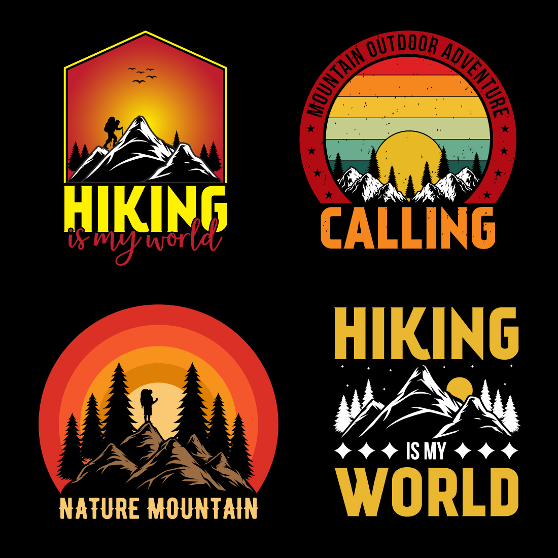 Adventure Mountain Outdoor Hiking Custom T-Shirt Designs preview image.