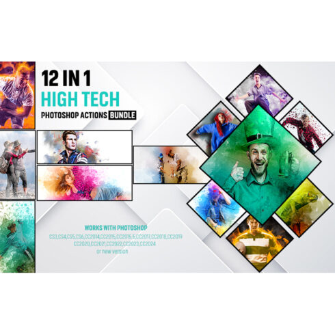 12-IN-1 HIGH TECH PHOTOSHOP ACTIONS BUNDLE cover image.