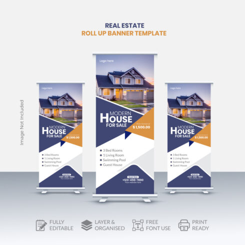 Modern and colorful Roll-up banner design template cover image.