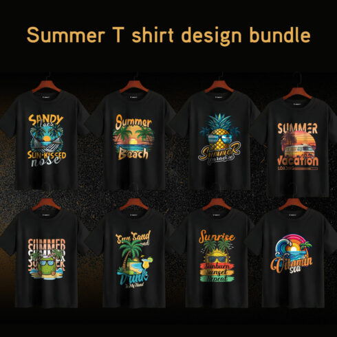 10 summer t shirt design bundle cover image.