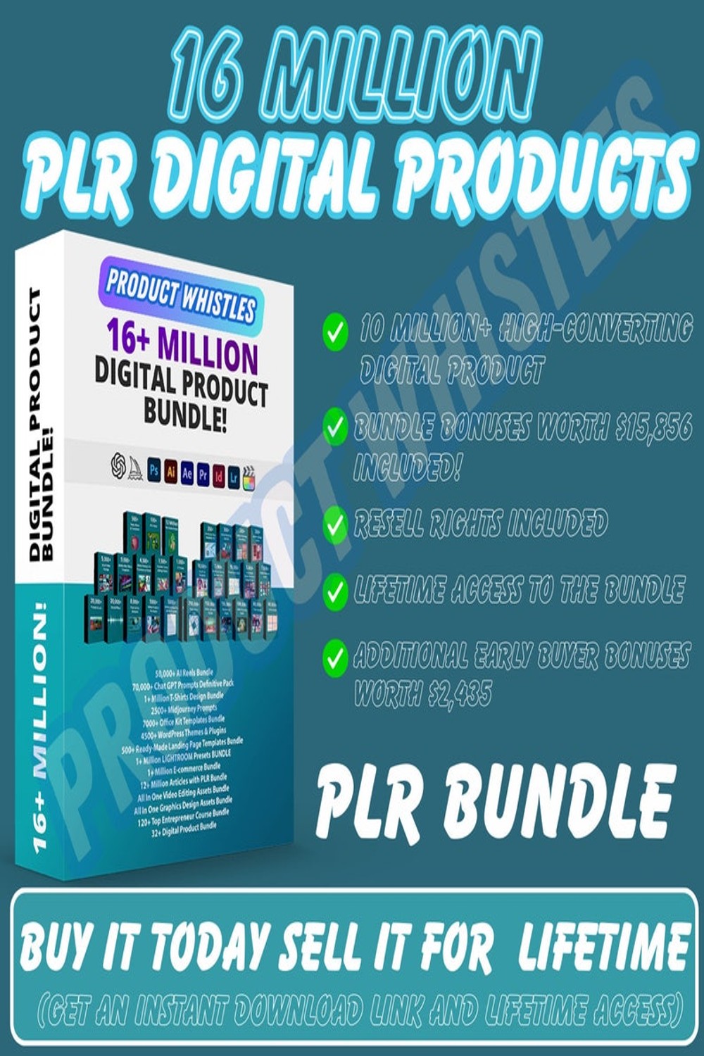16+ million digital product bundles! 16+ Million Files | eBooks | Adobe Files |Video Editing Bundle | Graphic Design | Developer Tools pinterest preview image.