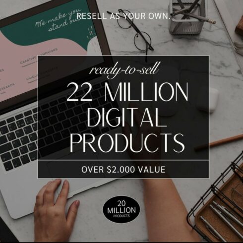 22Million Digital Products to Sell | PLR Digital Products | Digital Products Bundle Resell cover image.
