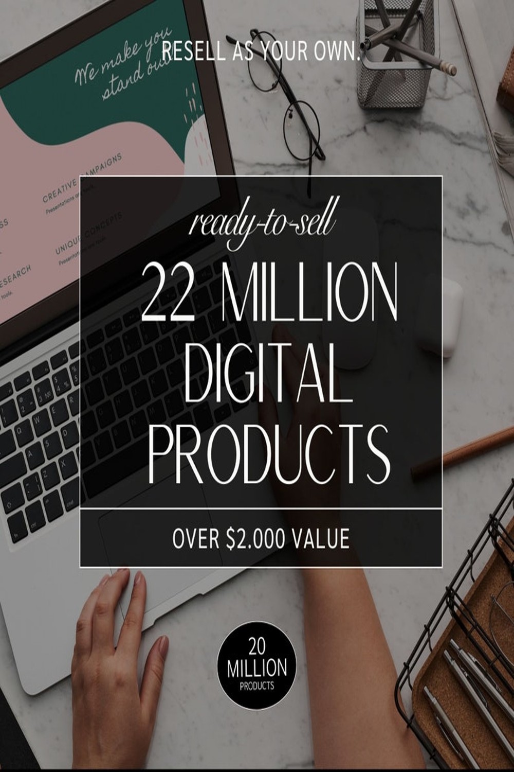 22Million Digital Products to Sell | PLR Digital Products | Digital Products Bundle Resell pinterest preview image.