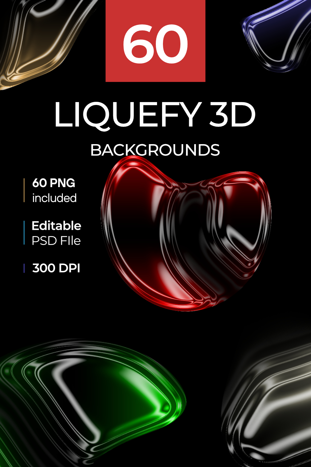 Liquefy 3D backgrounds pinterest preview image.
