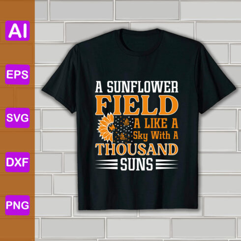A Sunflower Field Bulk Typography Vector T-shirt Design cover image.