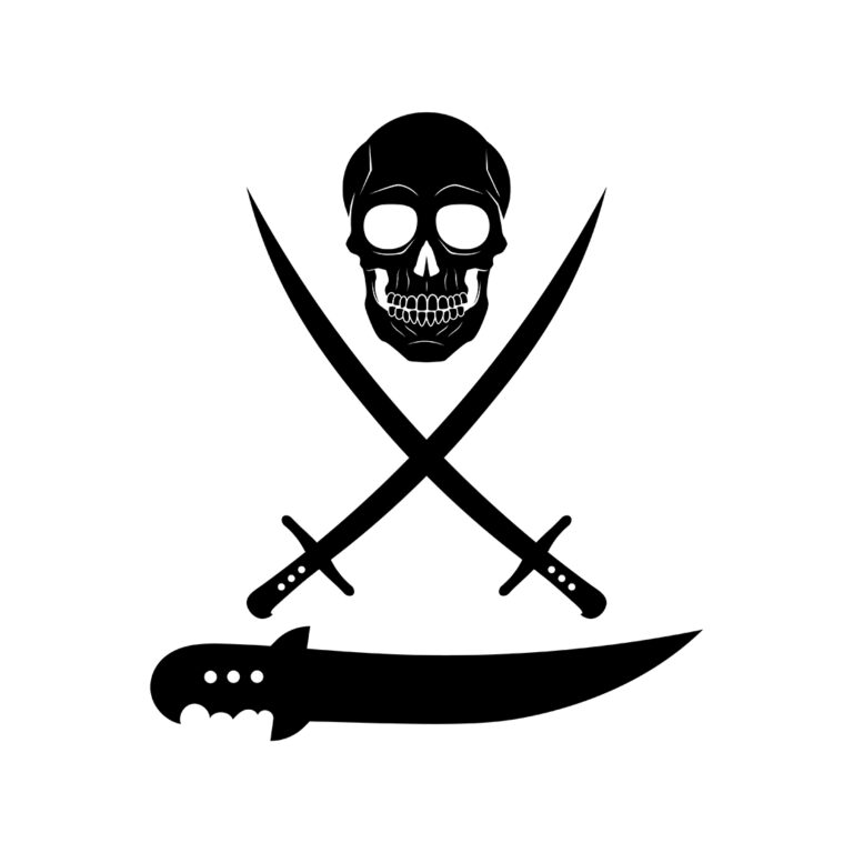 Skull, Two Crossed Swords, knife