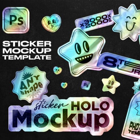 Holographic Sticker Mockup cover image.
