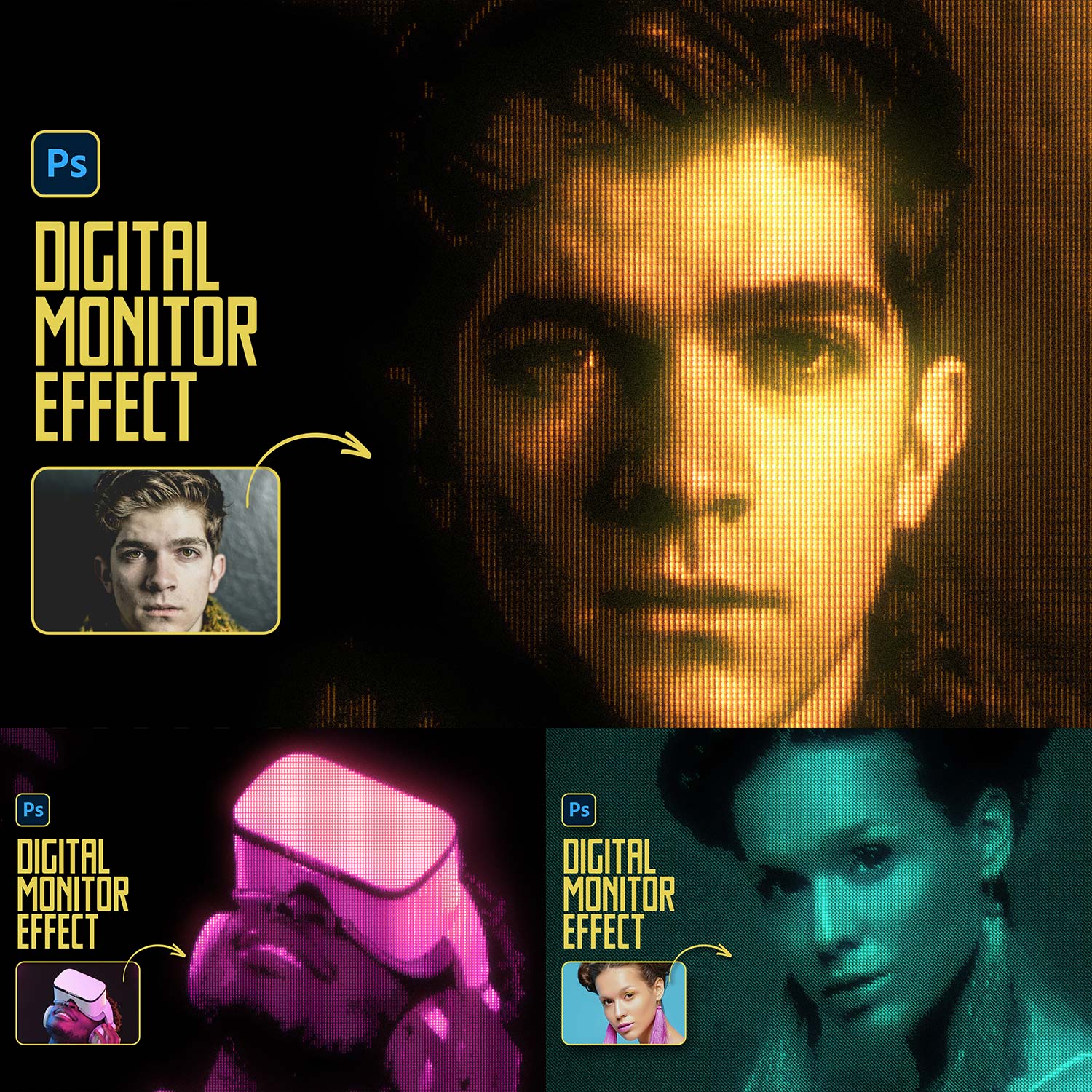 Digital Monitor Photo Effect preview image.