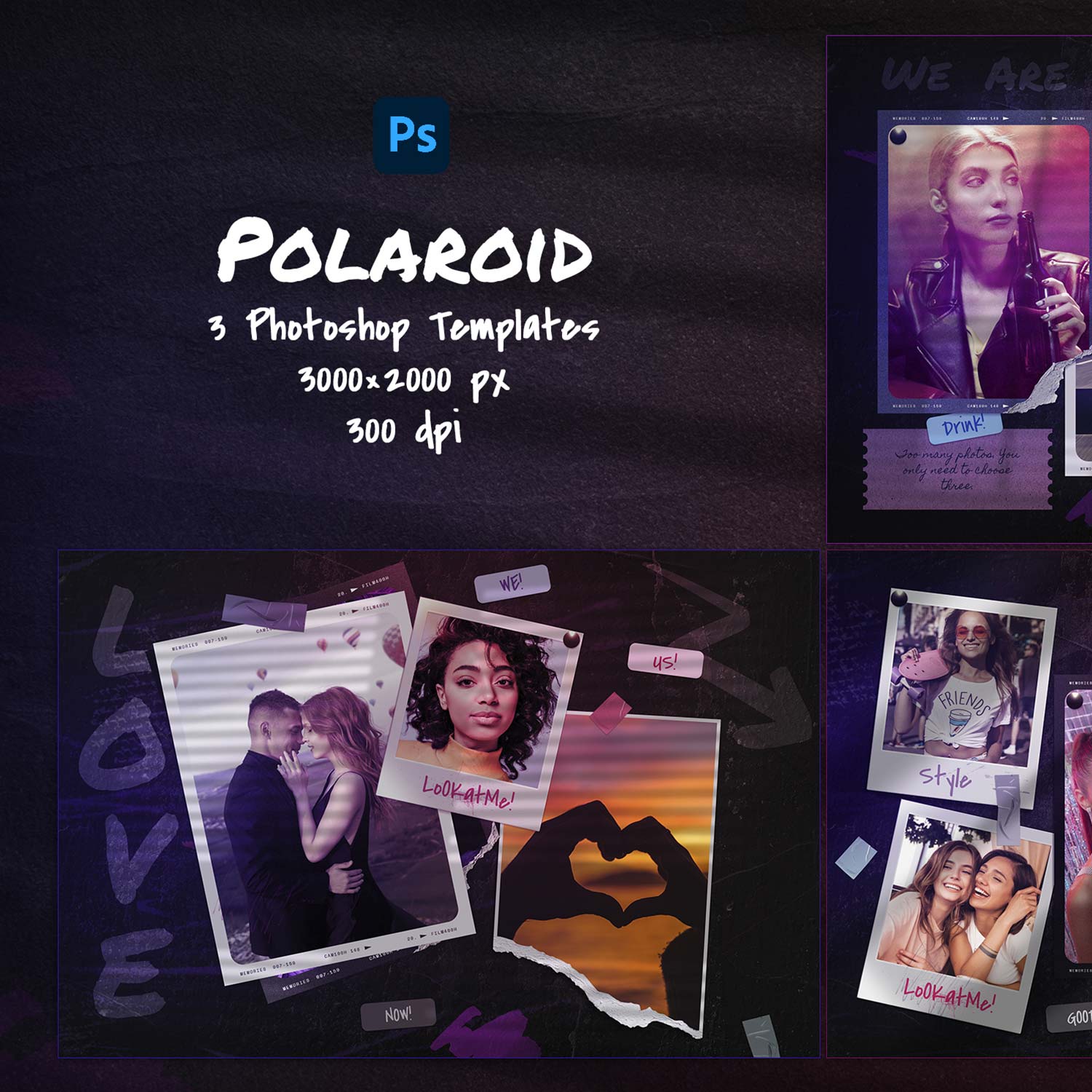 Polaroid Photo Templates preview image.
