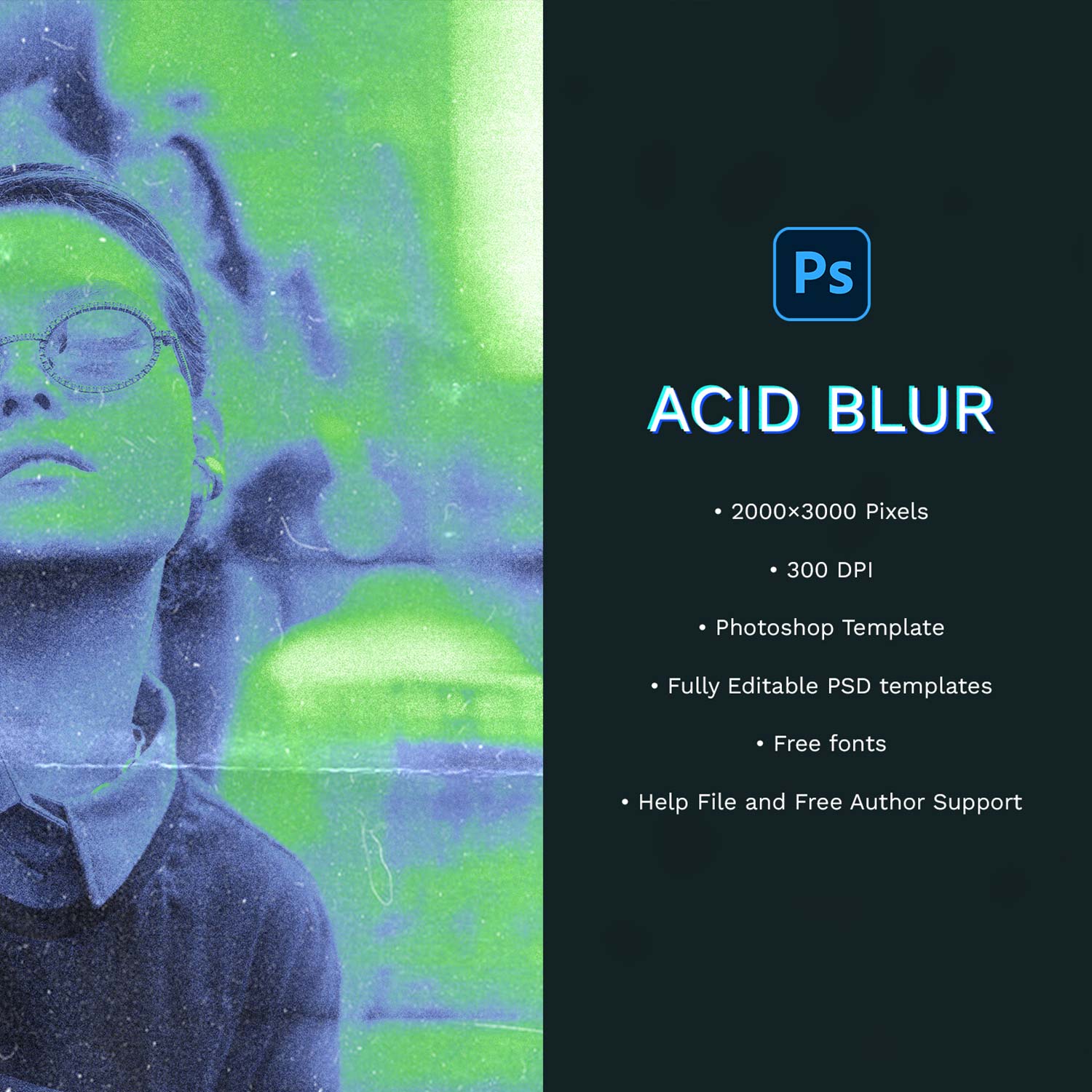 Acid Blur Photo Effect preview image.