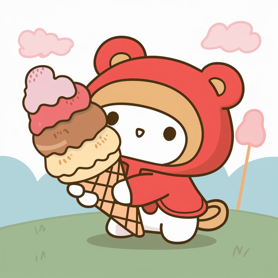 Cinnamoroll holding icecream vector illustration preview image.