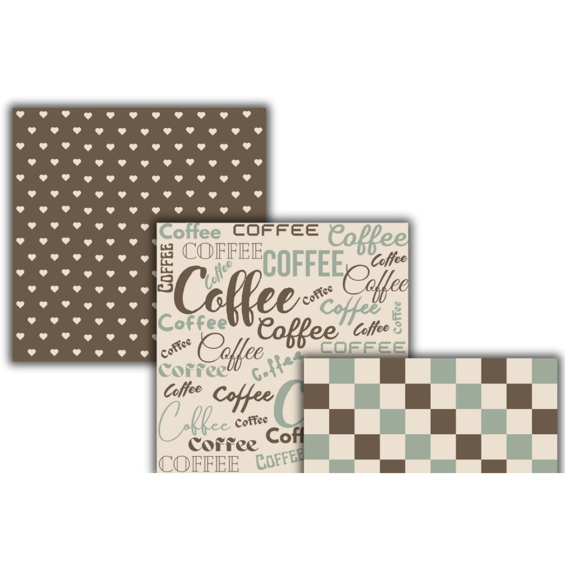 hand-drawn coffee digital papers, Cream and Sage Color preview image.