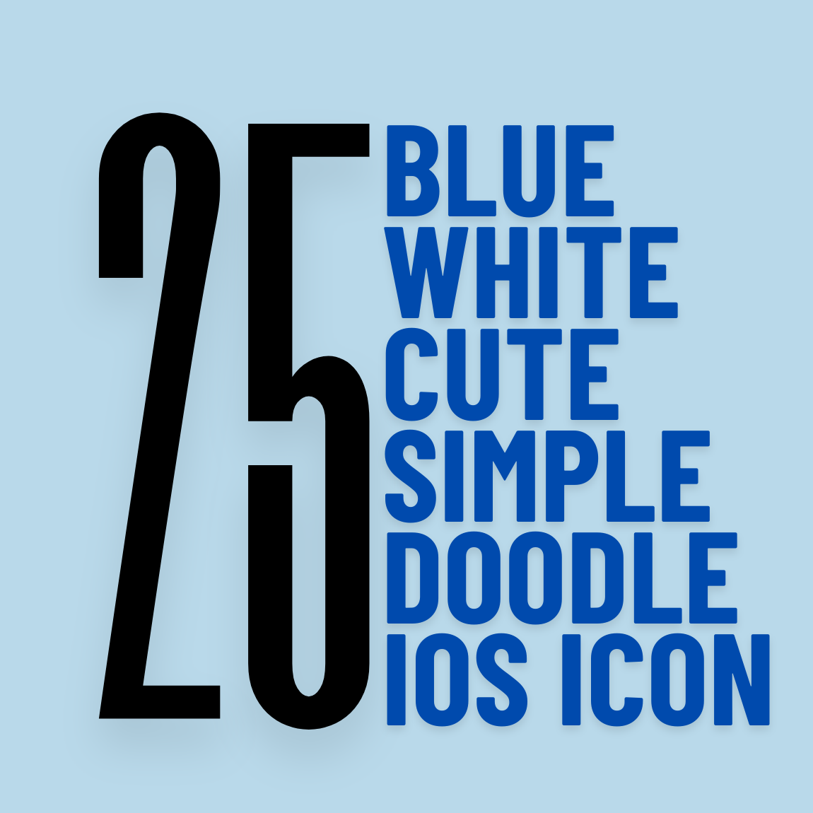 Blue White Cute Simple Doodle iOS Icon preview image.