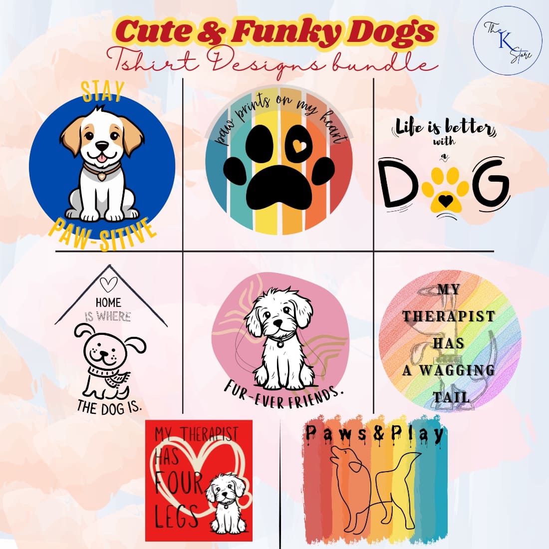 8 Cute and Funky Dog-themed multipurpose designs bundle! preview image.