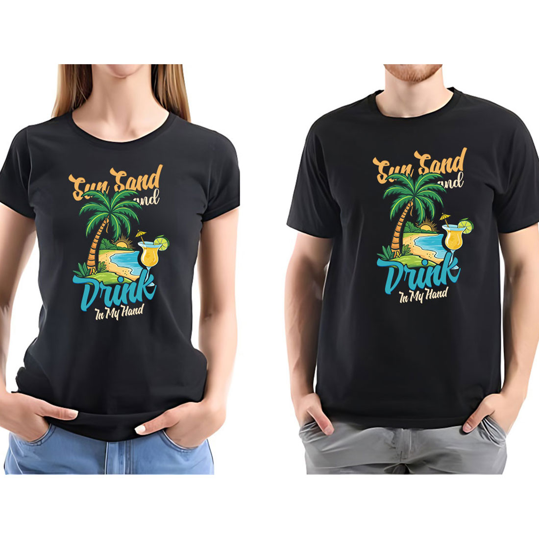 10 summer t shirt design bundle preview image.
