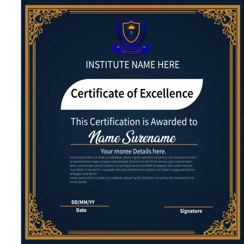 School, Academy or any educational institute Certificate template design cover image.