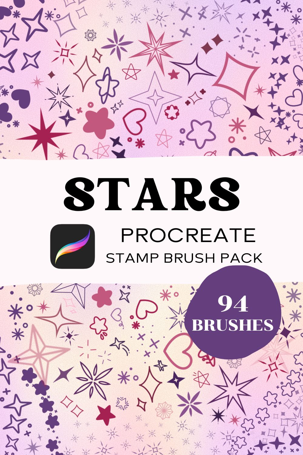 Stars Procreate Brush Pack pinterest preview image.