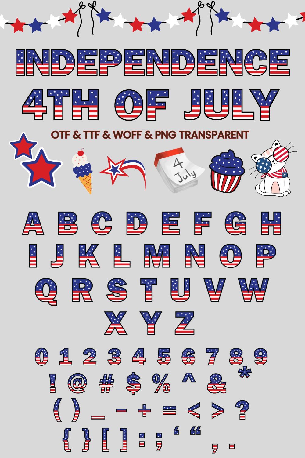 Independence 4th of July - color fonts pinterest preview image.
