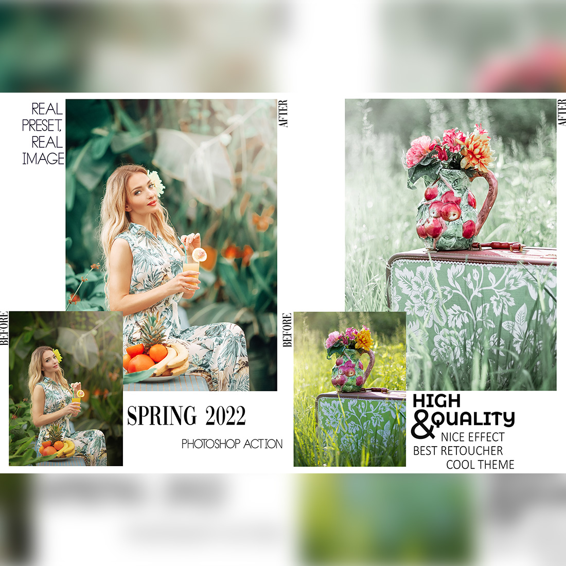 10 Photoshop Actions, Spring Breeze Ps Action, Bright ACR Preset, Warm Girl Ps Filter, Atn Portrait And Lifestyle Theme Instagram, Blogger preview image.