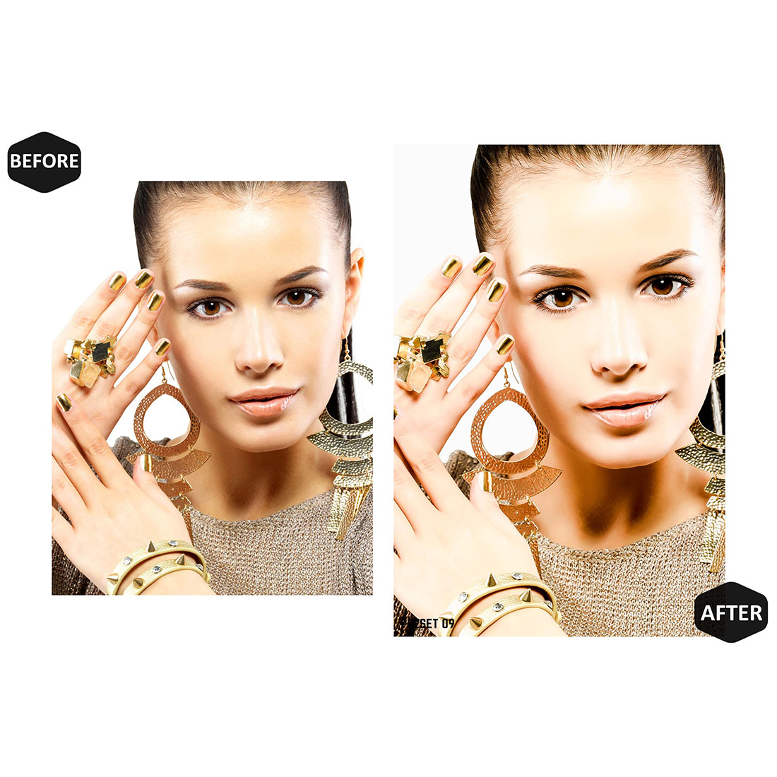 12 Photoshop Actions, Glamour Jewelry Ps Action, Gold ACR Preset, Jewellry Ps Filter, Portrait And Lifestyle Theme For Instagram, Blogger preview image.