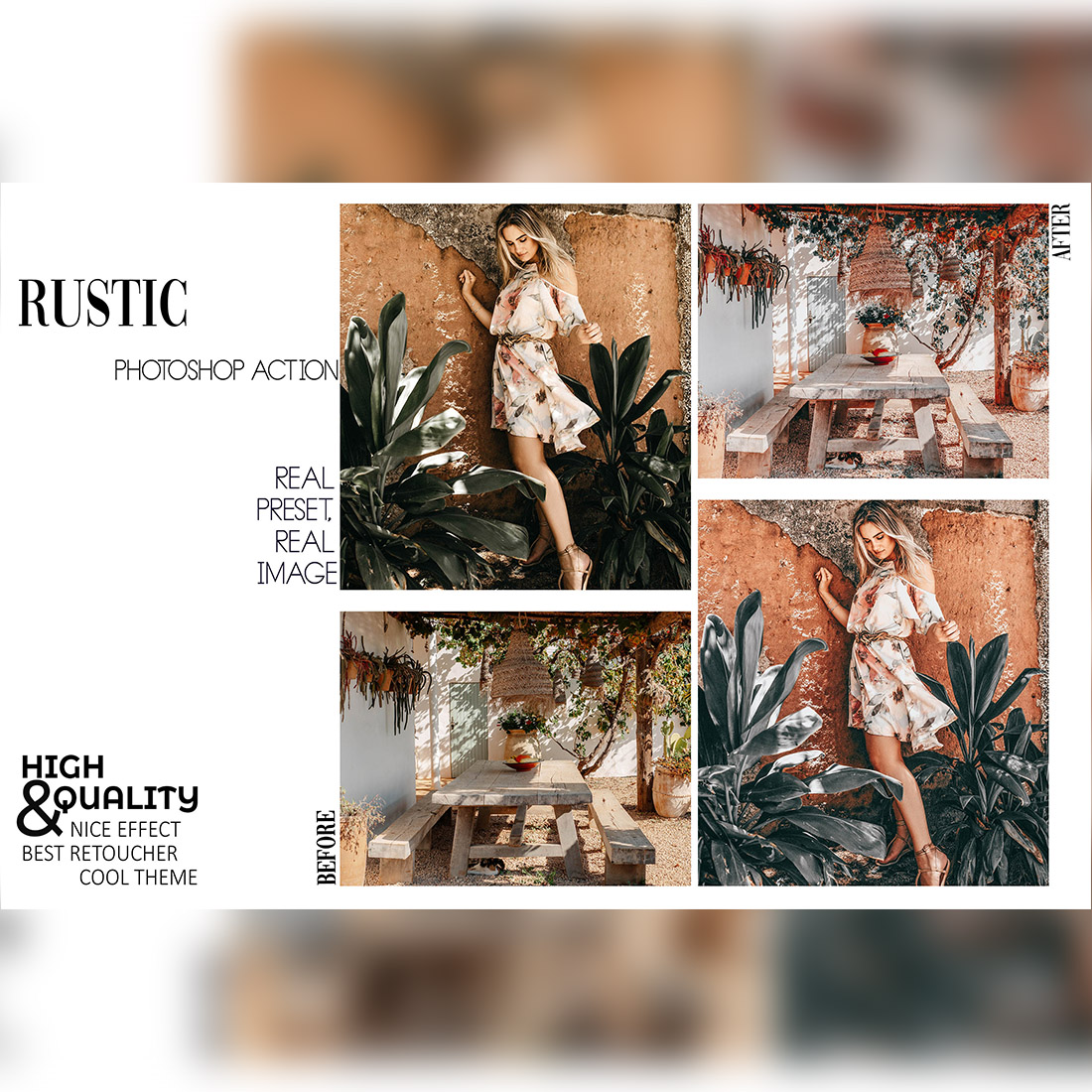 10 Photoshop Actions, Full Of Life Ps Action, Rustic ACR Preset, Summer Girl Ps Filter, Atn Portrait And Lifestyle Theme Instagram, Blogger preview image.