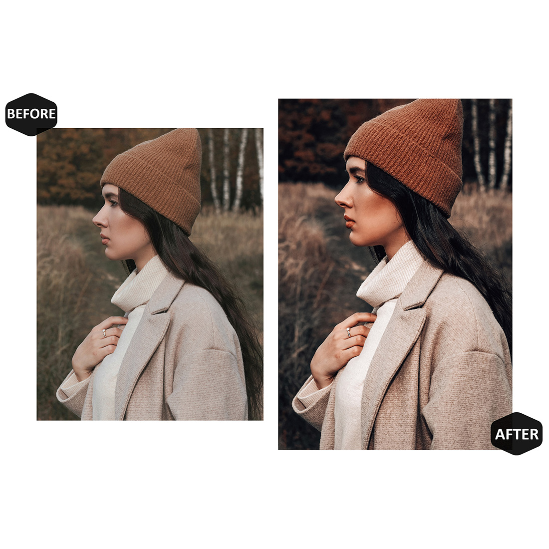 12 Photoshop Actions, Harvest Ps Action, Autumn ACR Preset, Moody Fall Ps Filter, Atn Portrait And Lifestyle Theme Instagram Blogger Orange preview image.
