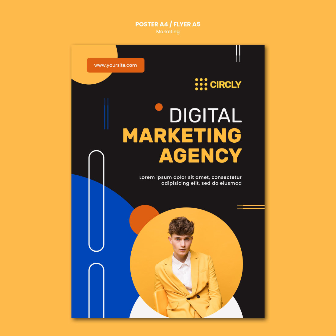Digital Marketing Agency Flyer Design Template preview image.