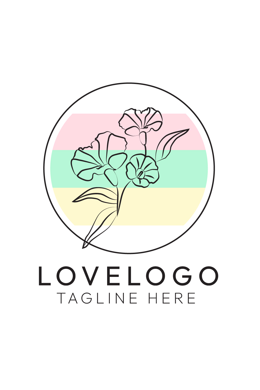 Minimalist Line Art Love, Wedding, Fashion, Beauty, and Nature Logo Design Bundle pinterest preview image.