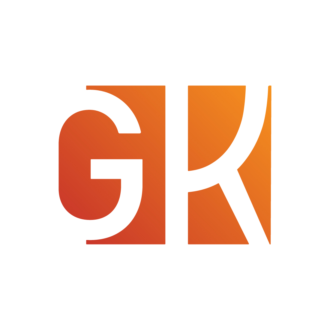 Initials GK letters logo background logo design KG logo white and orange color logo design preview image.