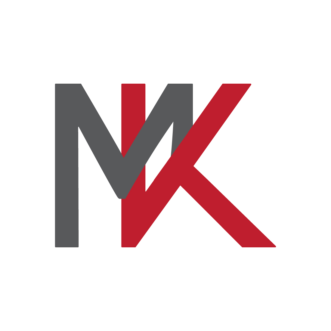 Professional MK letters logo design MK logo red and black color best icon KM logo monogram design preview image.