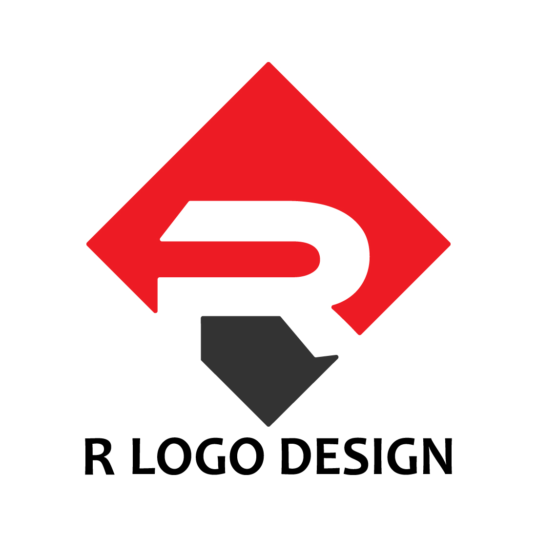 Professional R letter logo design R logo red, black and white color template royalty preview image.