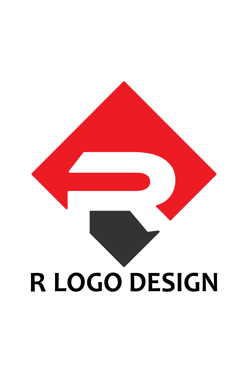 Professional R letter logo design R logo red, black and white color template royalty pinterest preview image.