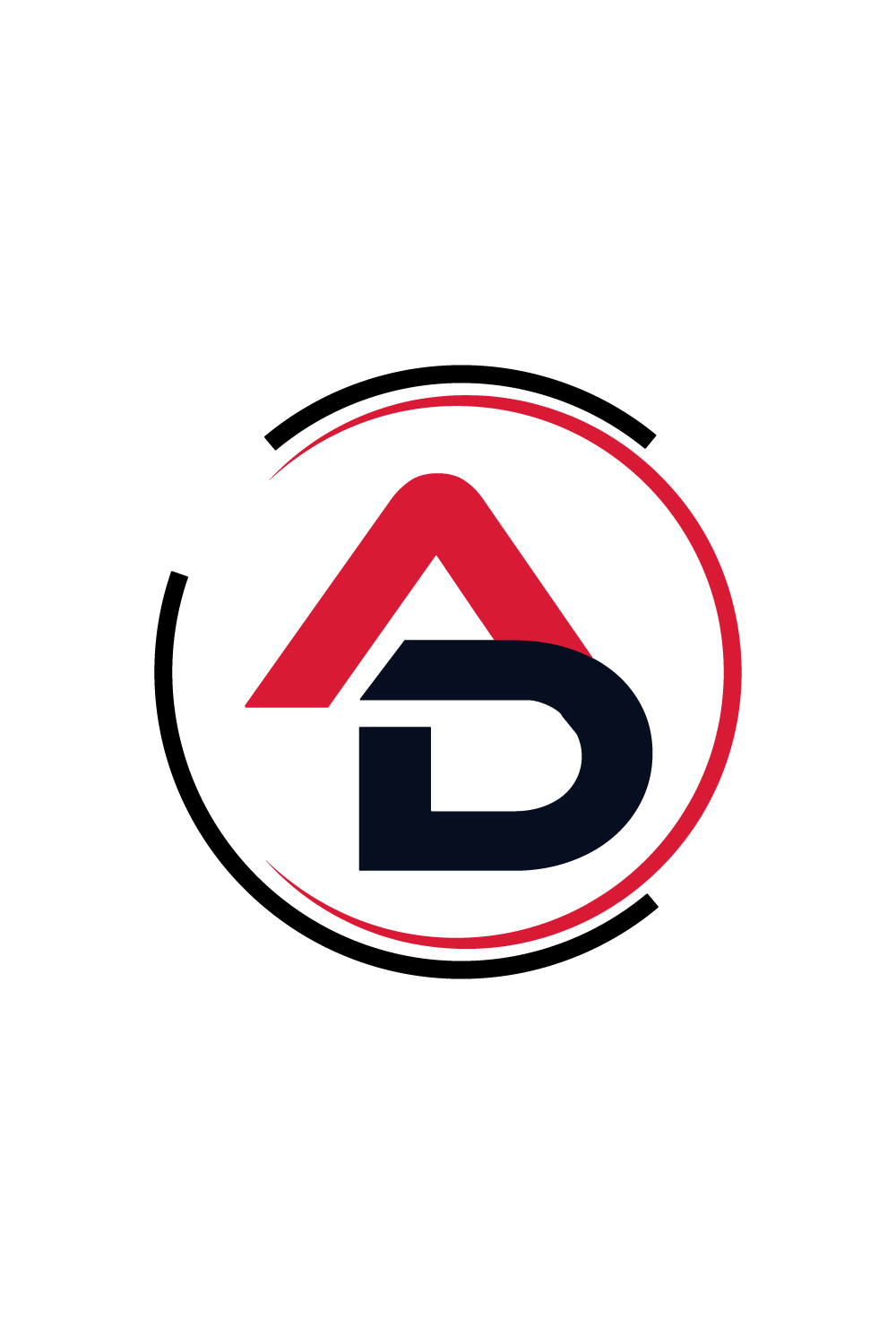 Initials AD letters logo design vector icon AD logo monogram design, DA circle logo pinterest preview image.