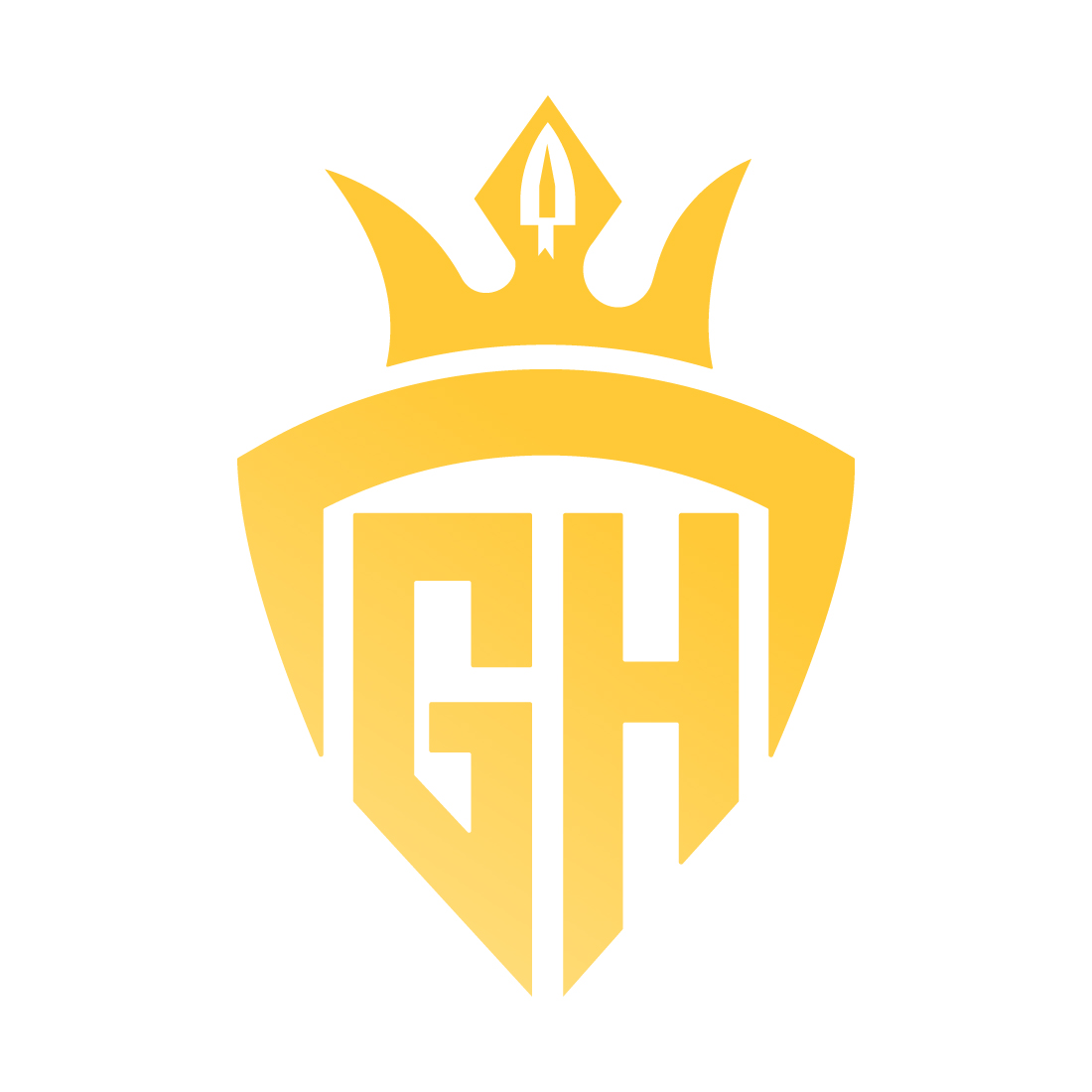 Luxury GH letters logo design vector arts Luxury GH Crown logo design vector template icon HG golden color monogram design preview image.