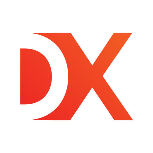 Initials DX letters logo design vector arts DX logo template orange and white color XD logo monogram best identity cover image.