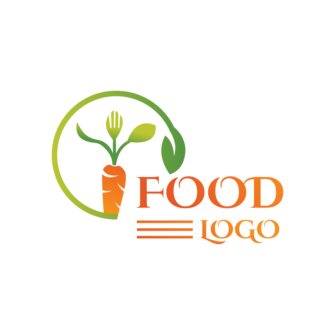 Natural Food logo design vector icon Green Food logo template vector images Carrot food logo design  Green leaf circle logo preview image.