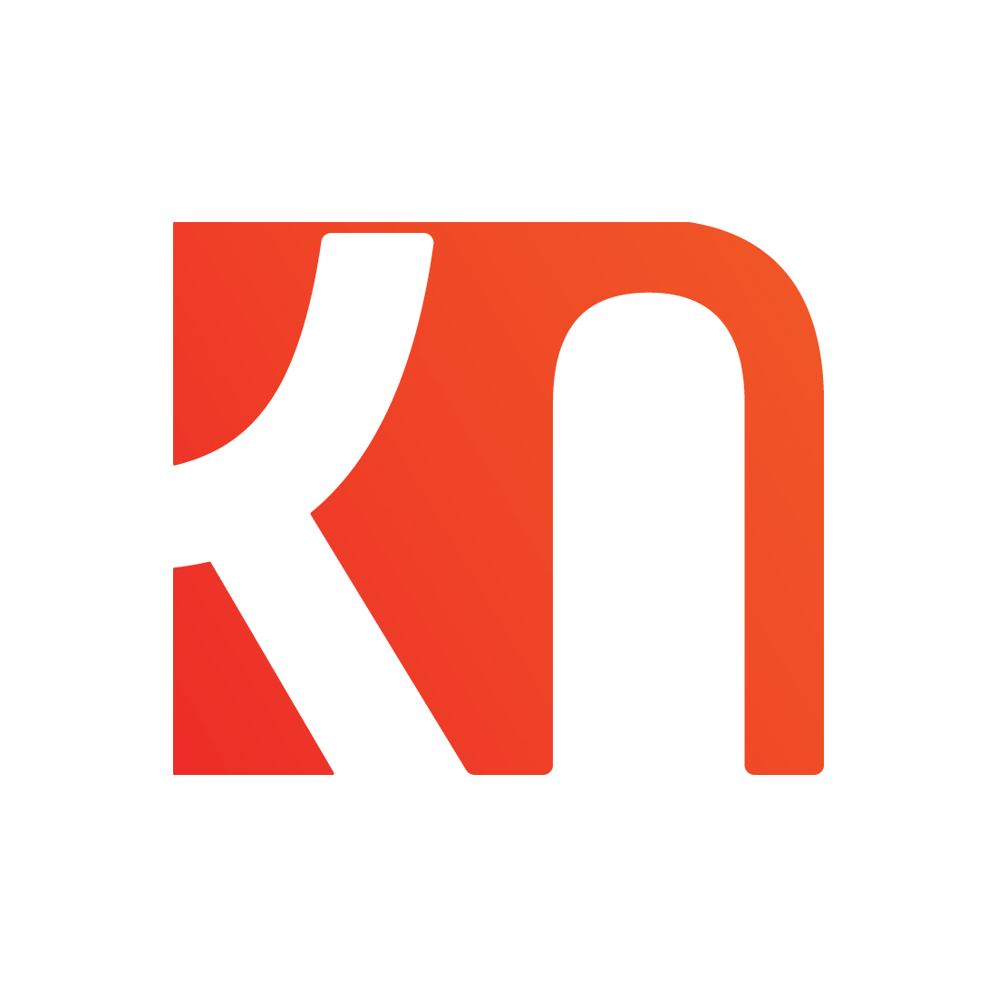Professional KN letters logo design vector image KN logo white and orange color NK icon brand company identity preview image.