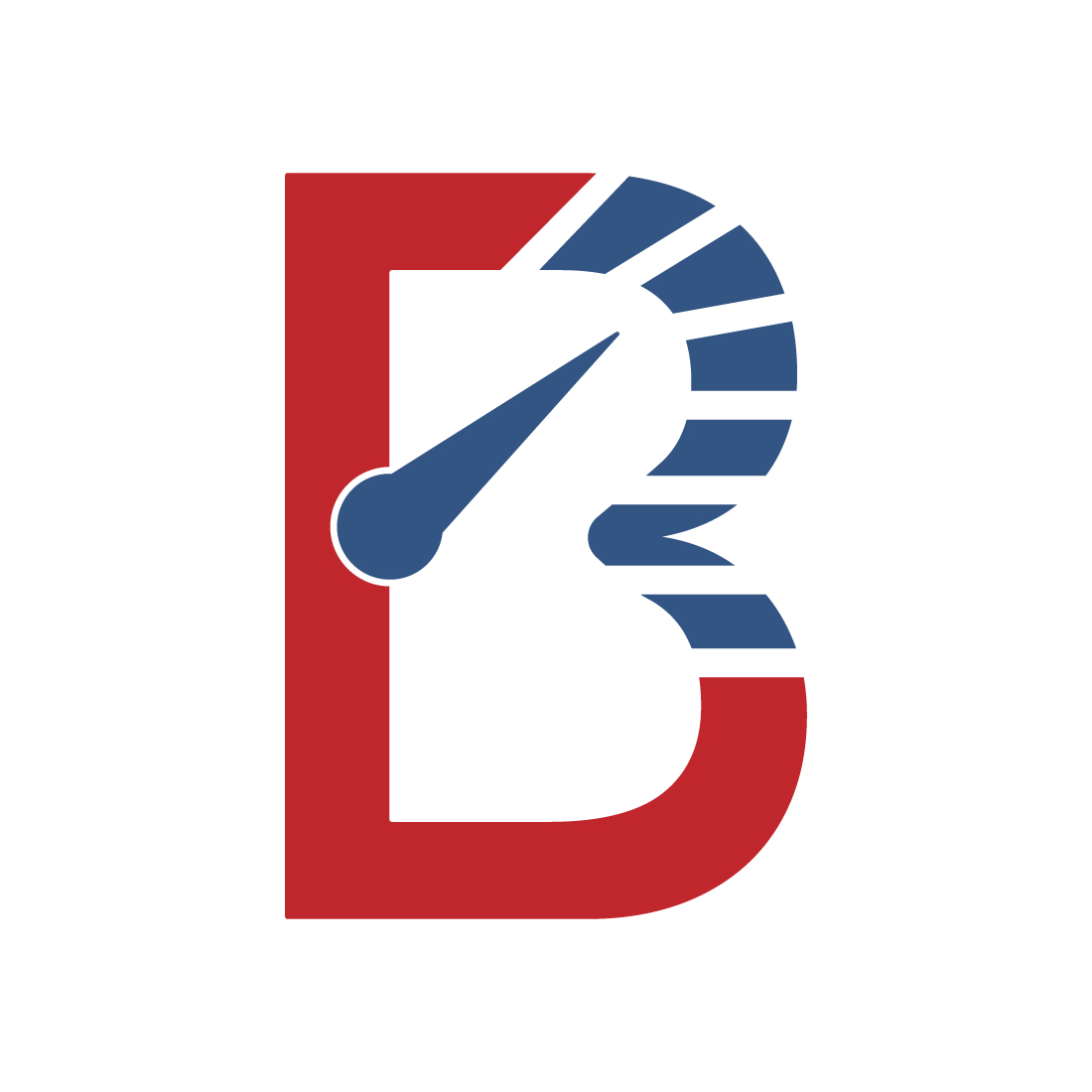 Initials B letters logo design vector icon design B Meter logo design B clock logo best brand red and blue color company identity preview image.