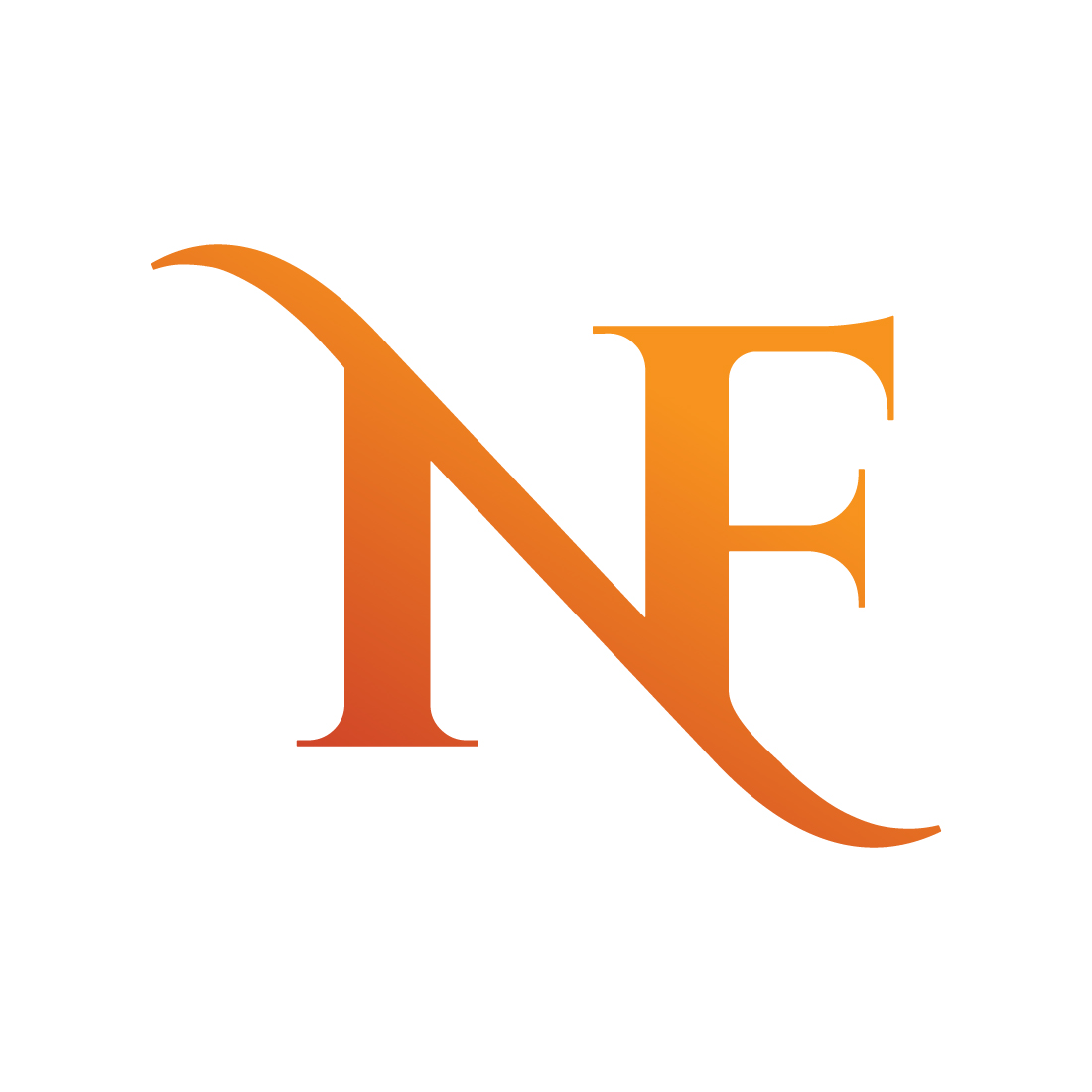 Initials NF letters logo design vector icon NF logo orange color best company identity FN logo monogram icon design preview image.