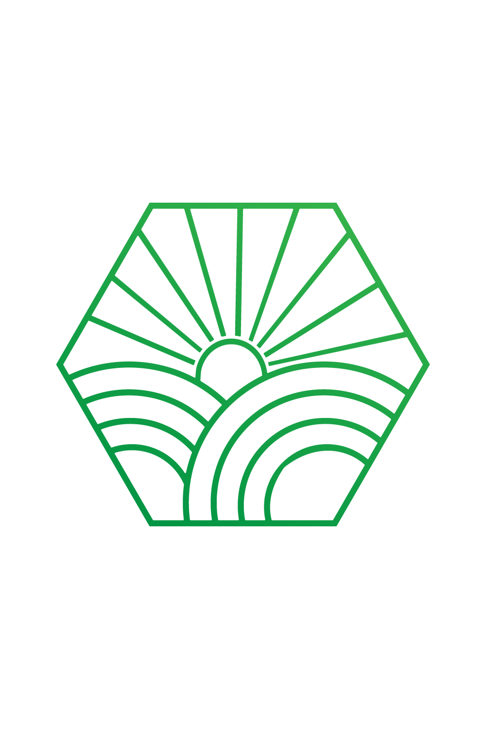Fresh Farm logo design Green Sun Template vector icon best identity pinterest preview image.