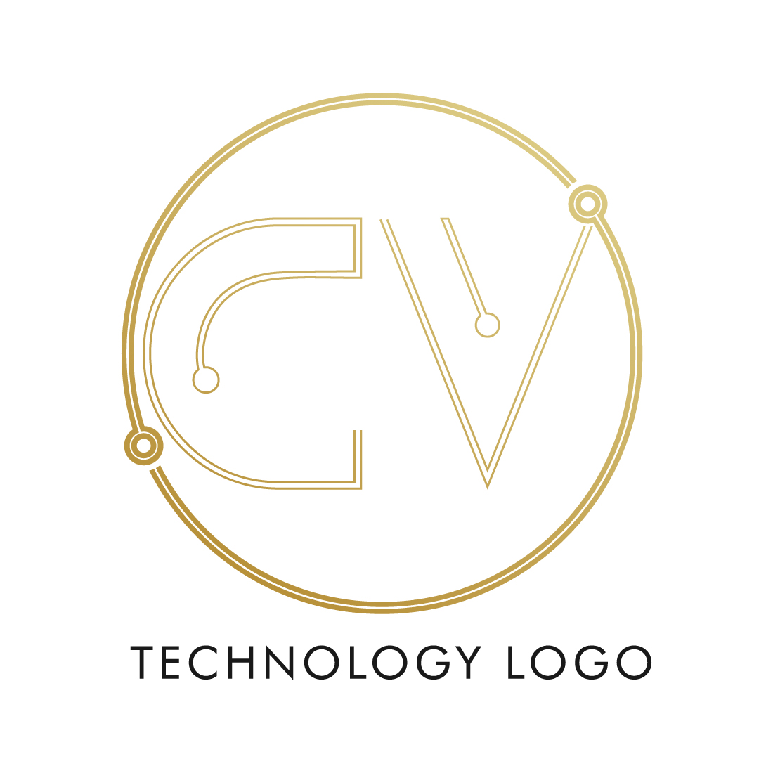 CV Technology logo design Luxury CV letters logo vector icon technology VC logo circle golden color best icon preview image.