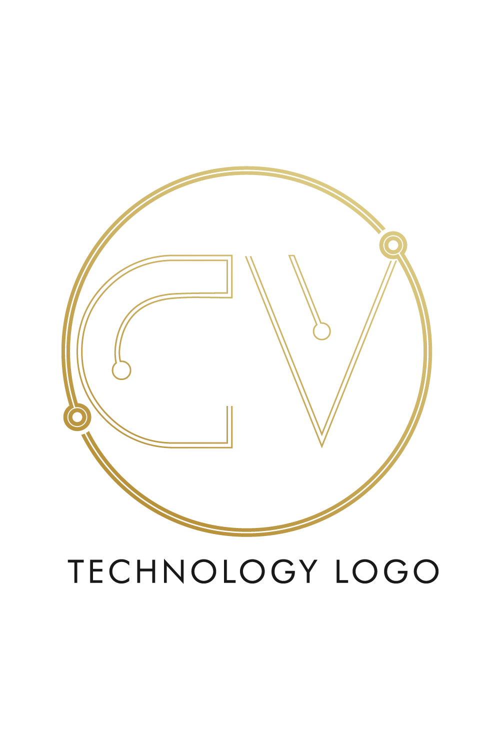 CV Technology logo design Luxury CV letters logo vector icon technology VC logo circle golden color best icon pinterest preview image.